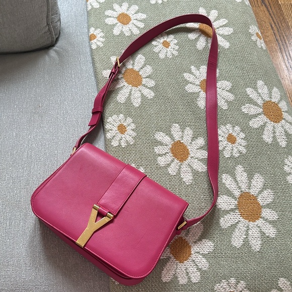Saint Laurent Classic Y Hot Pink Leather Crossbody Bag - Picture 2 of 15